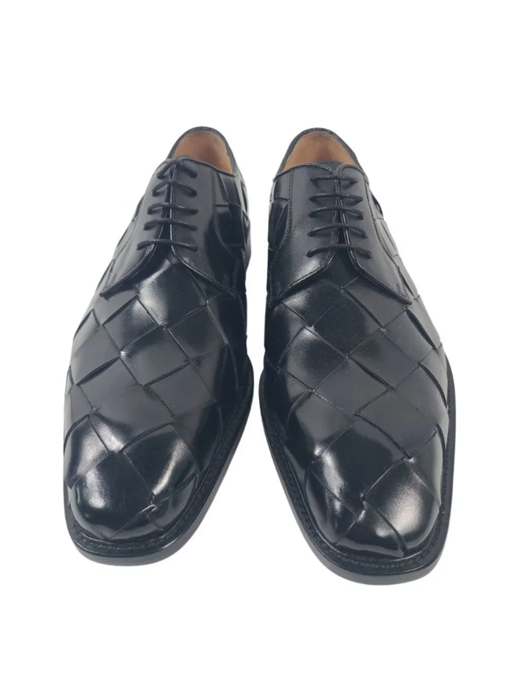 NEW Ugo Vasare Men's Woven Black Leather Oxford Dress Shoes Size 10